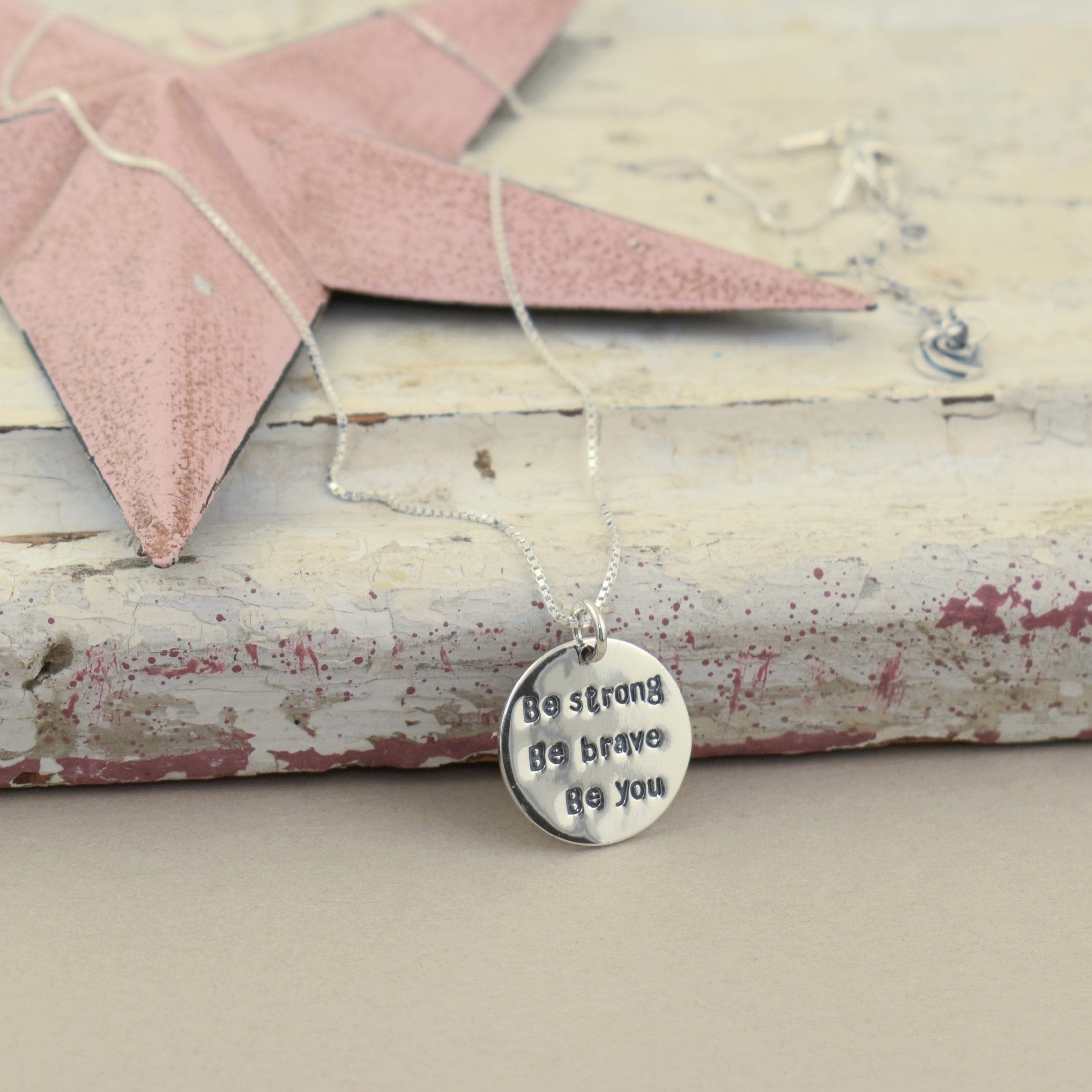 Empowering sterling silver Be Brave Necklace