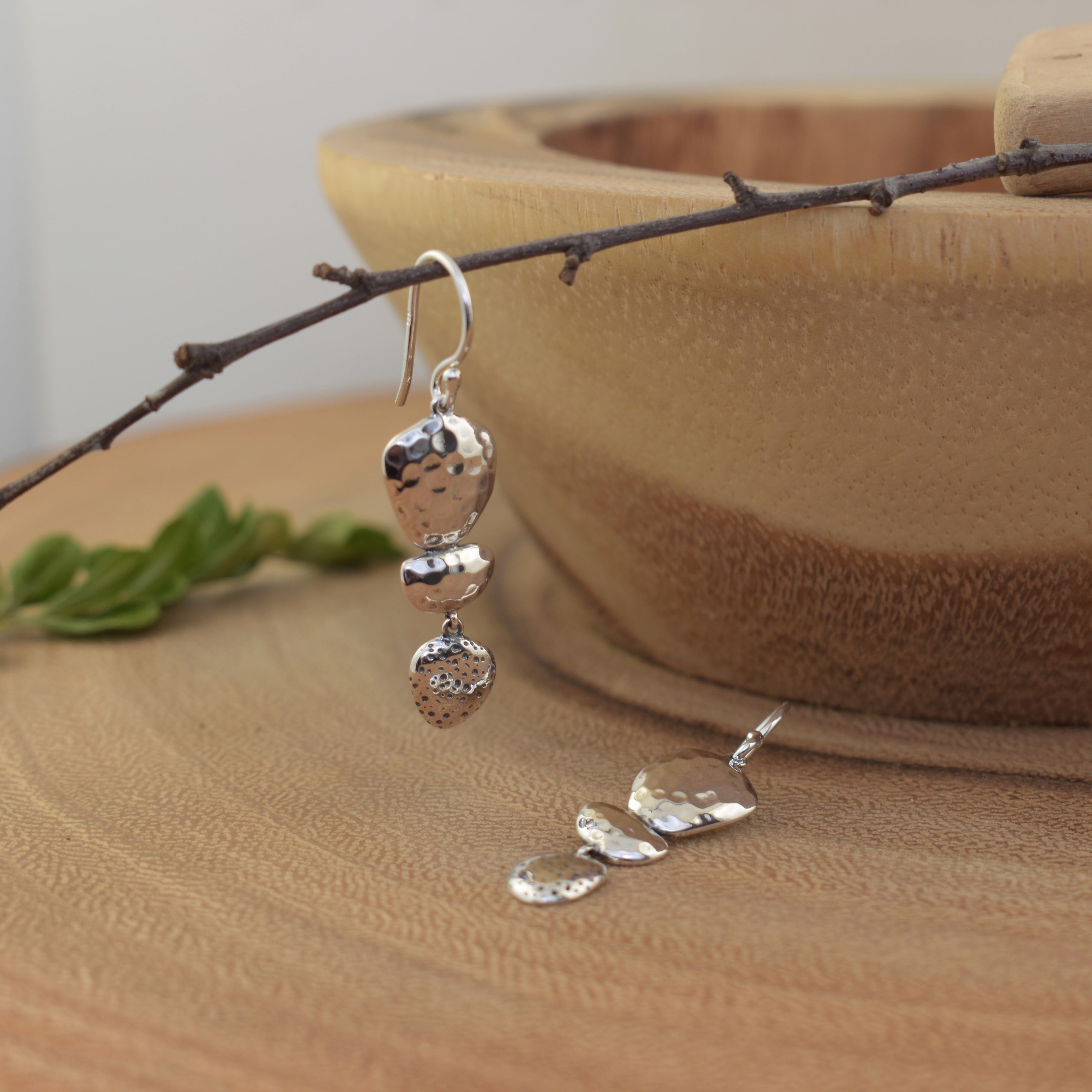 Nature-inspired sterling silver earrings