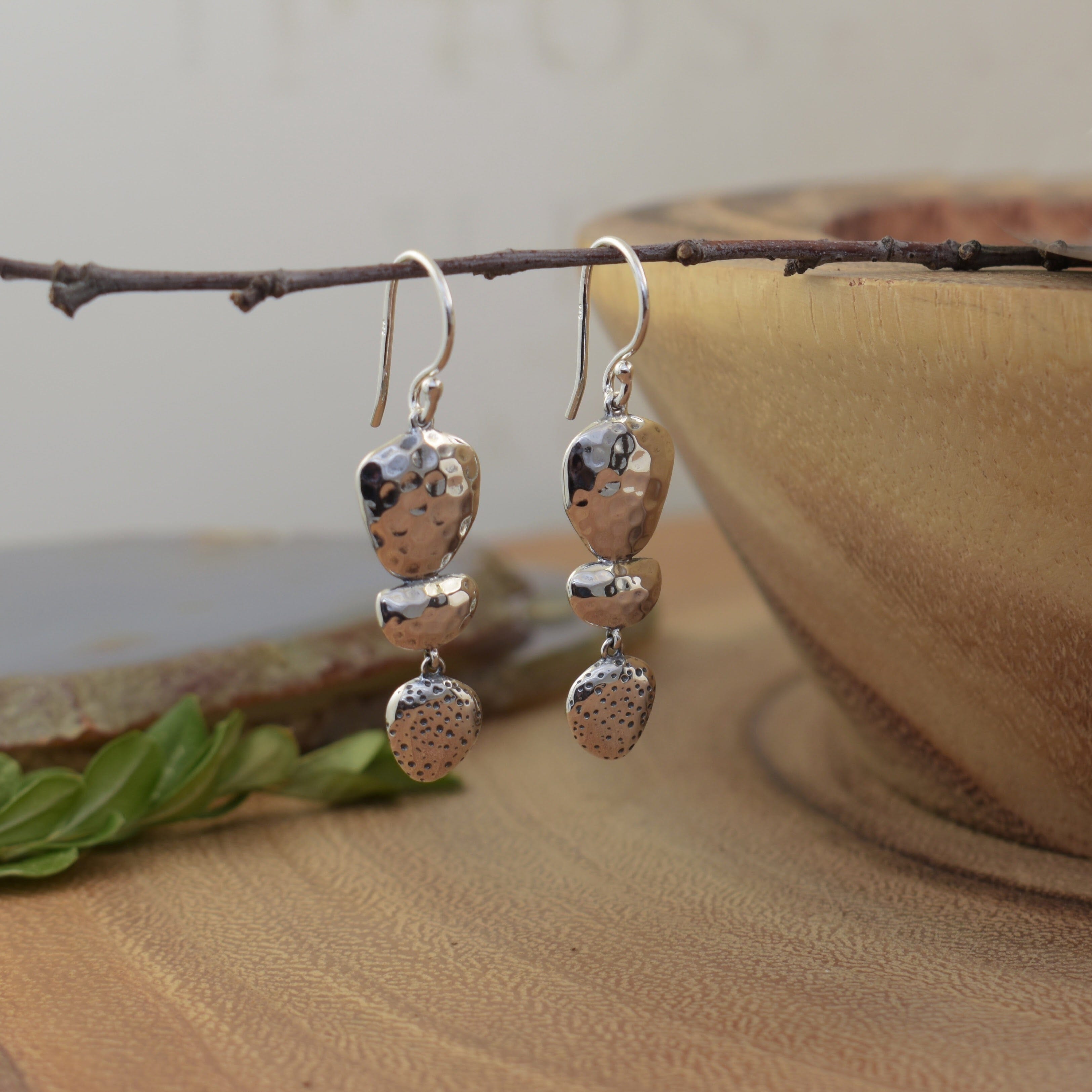 Designer sterling silver earrings on French hooks