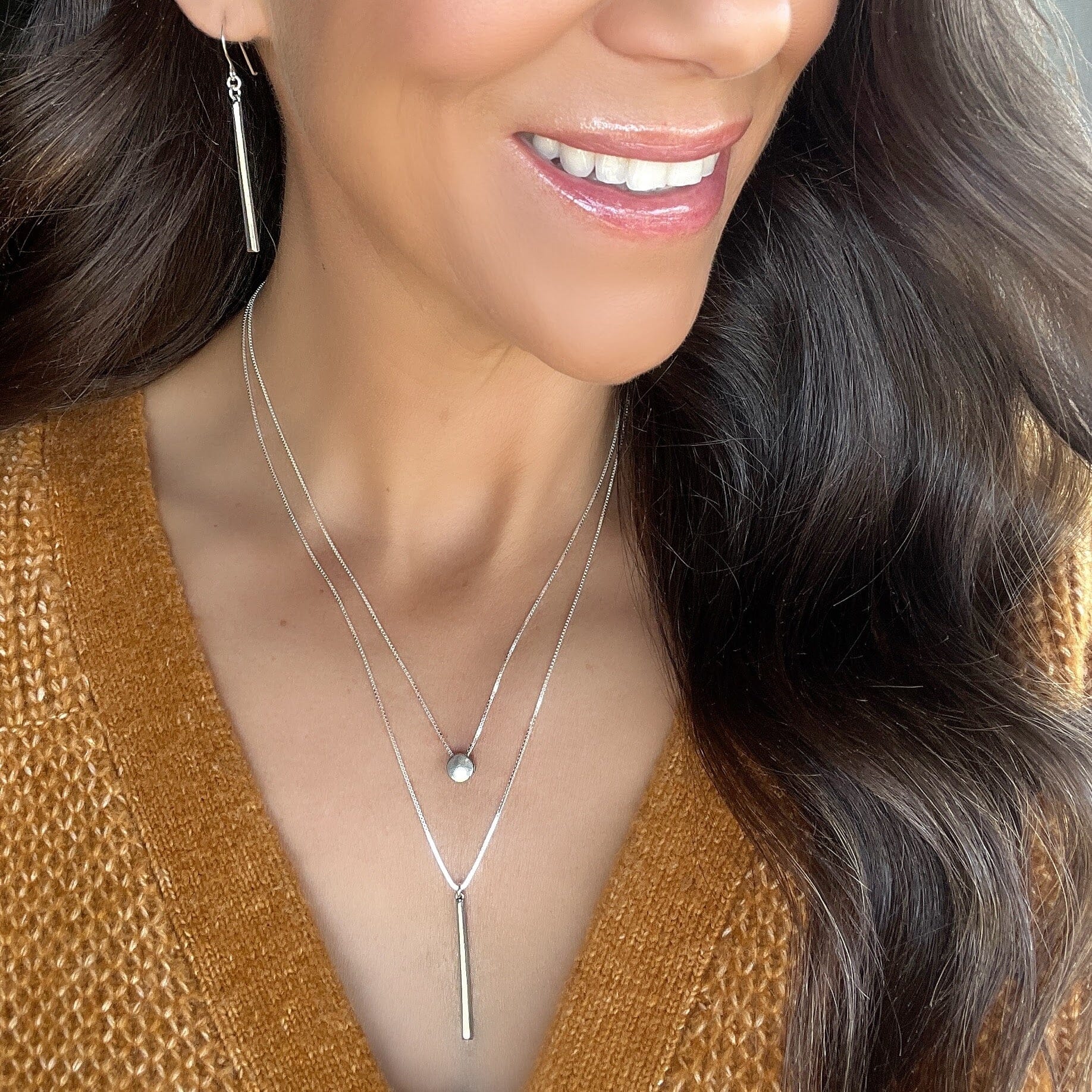 Better Together Necklace paired with Better Together Earrings in sterling silver