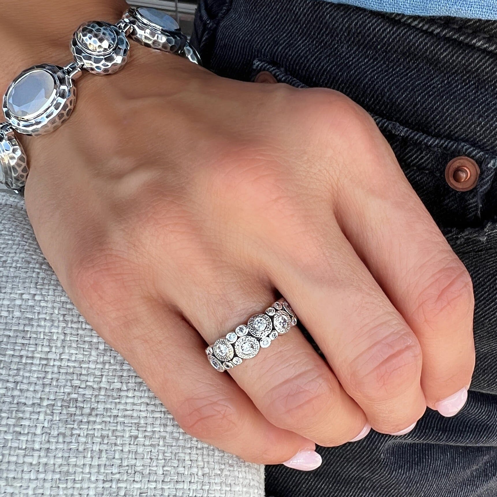 Bubblicious sterling sliver ring paired with Summer Nights bracelet