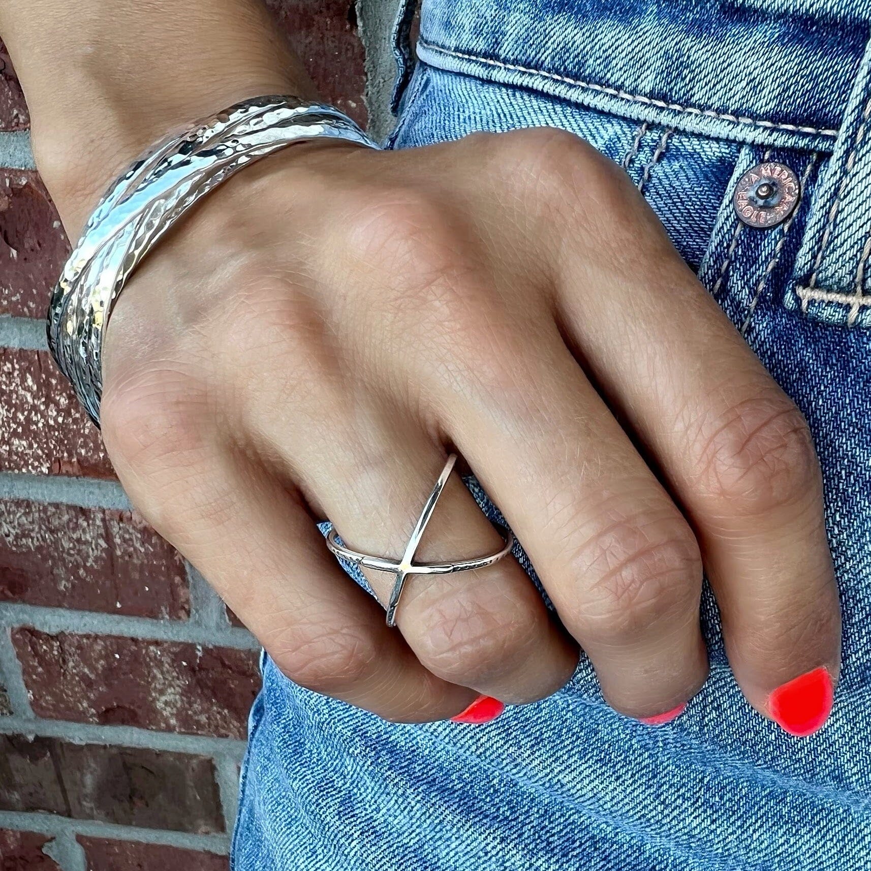 Crossroads sterling silver ring with sterling silver The Falls Bangle