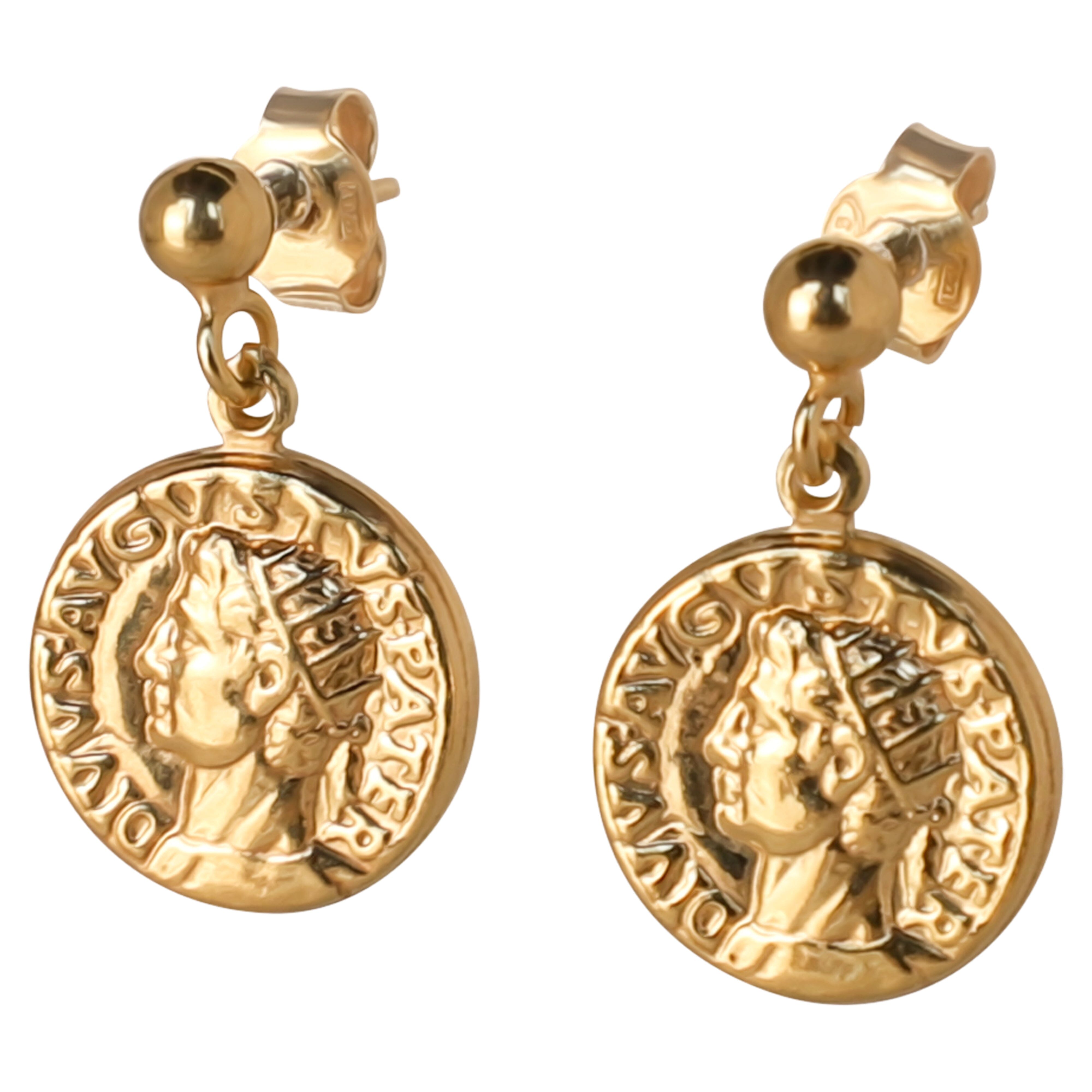 Golden Coin Post Earrings