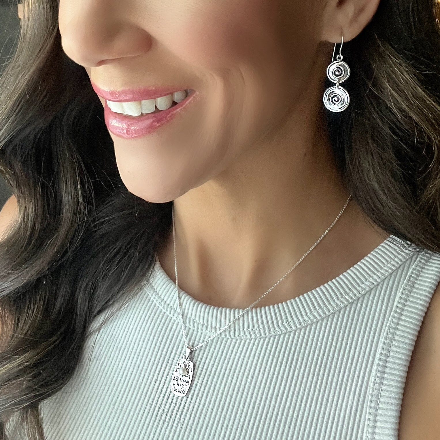 It Takes Two Earrings paired with the With Faith Necklace