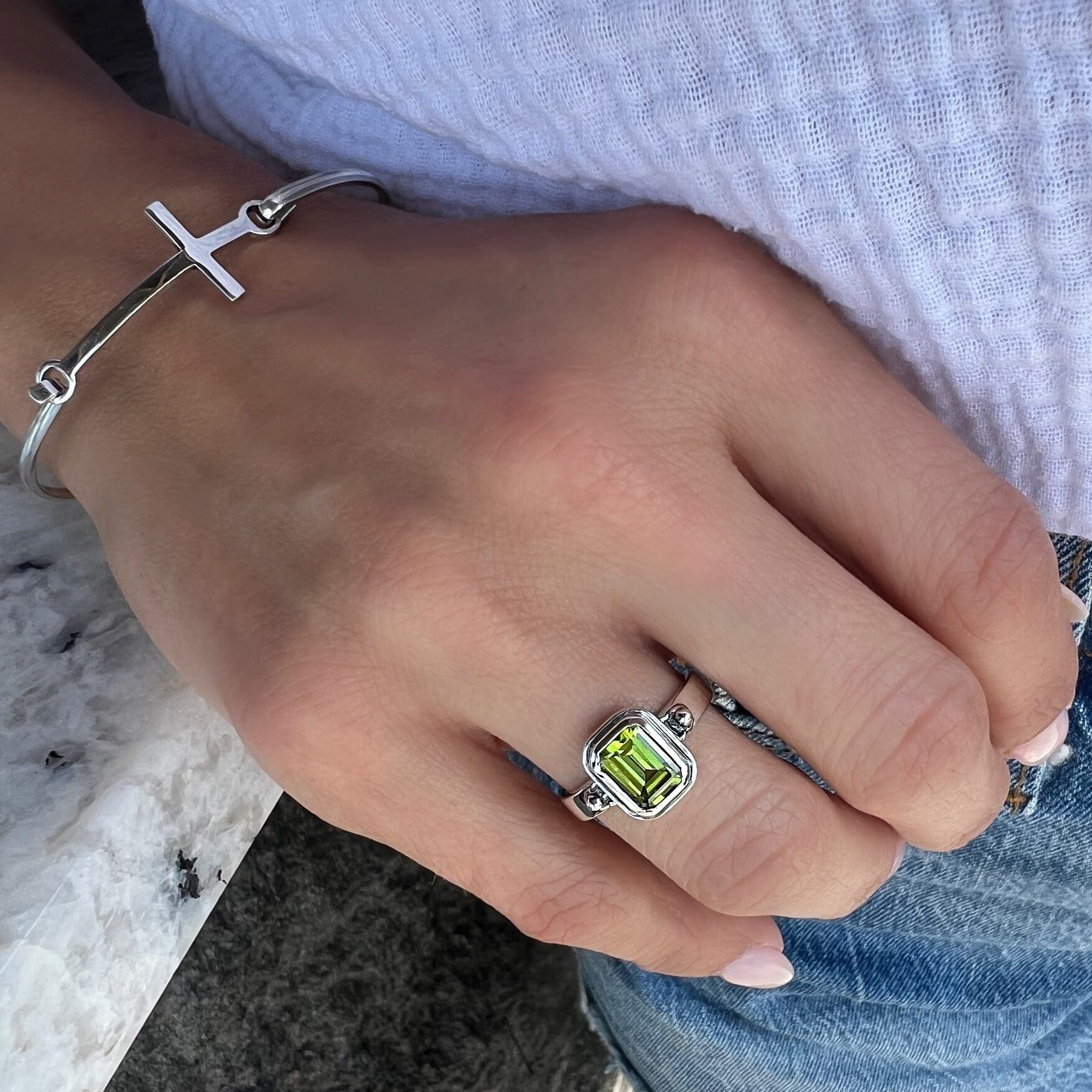 Kiwi Keen Ring paired with I'm His Bracelet