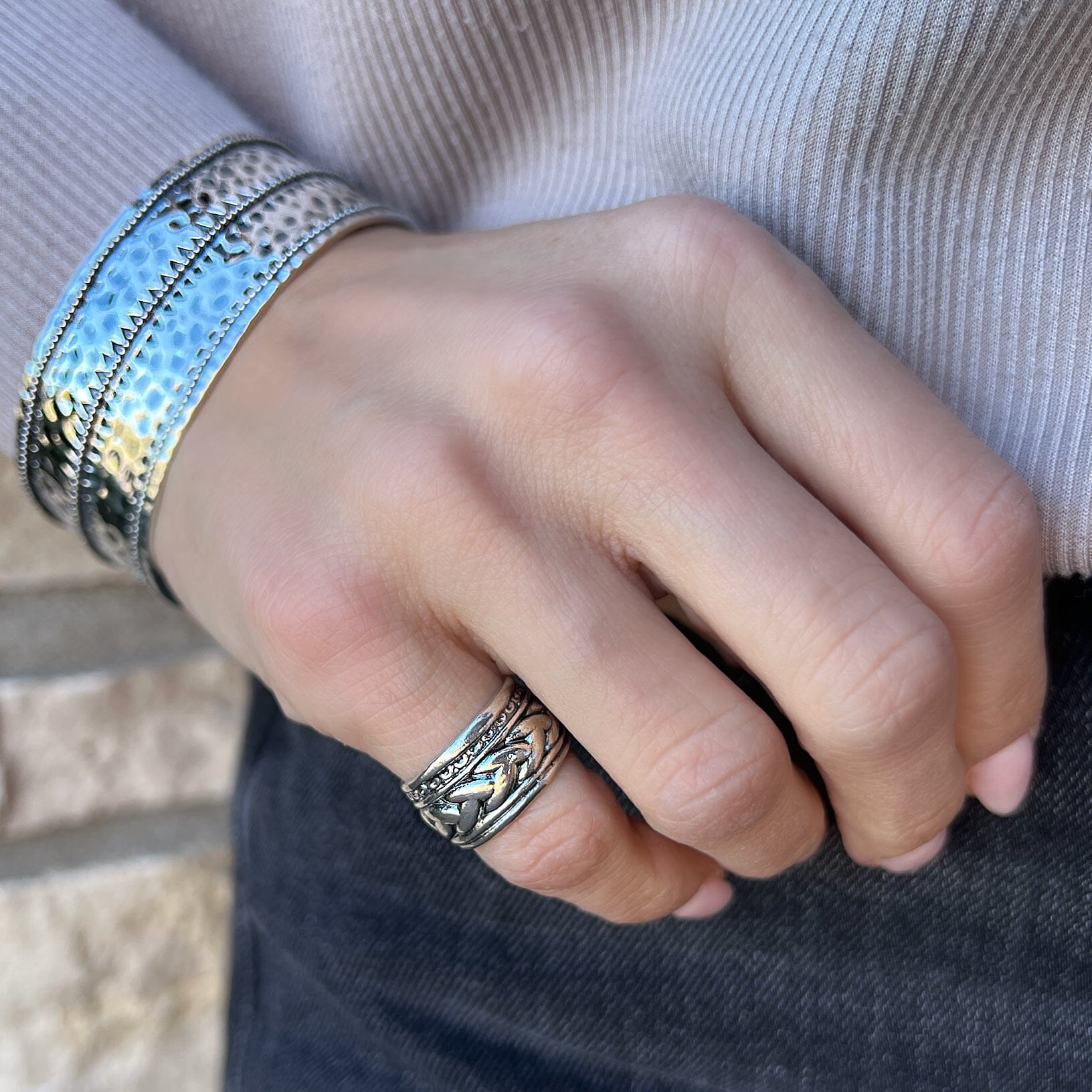 Weavers Ring paired with Aztec Cuff