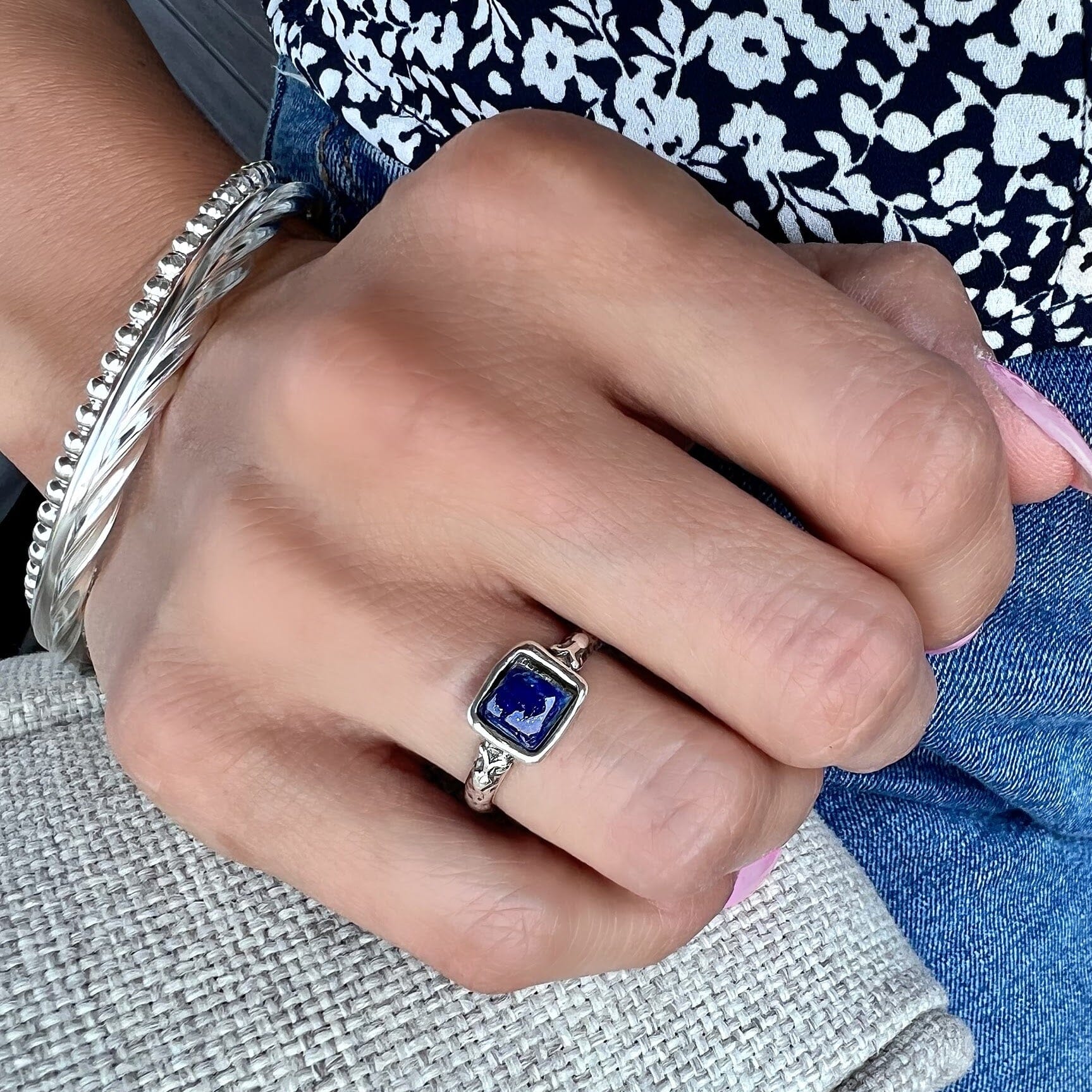 dainty Bali Blue lapis ring