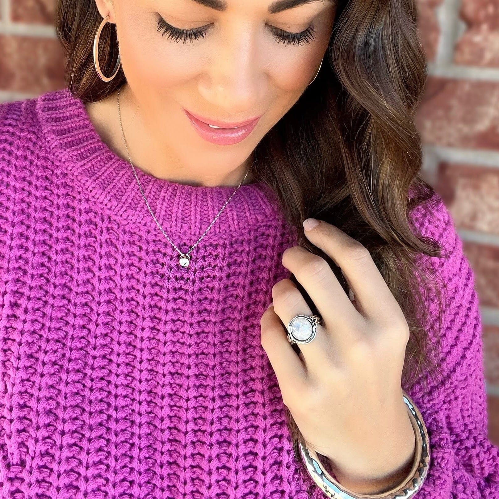 Cloud Chaser Ring paired with Overtly Oval Hoops, Be Brilliant Necklace and Sonoma Bangle