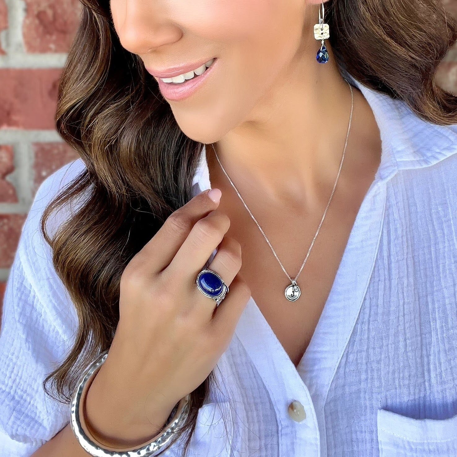 Denim and Grace Ring featuring lapis paired with sterling silver jewelry