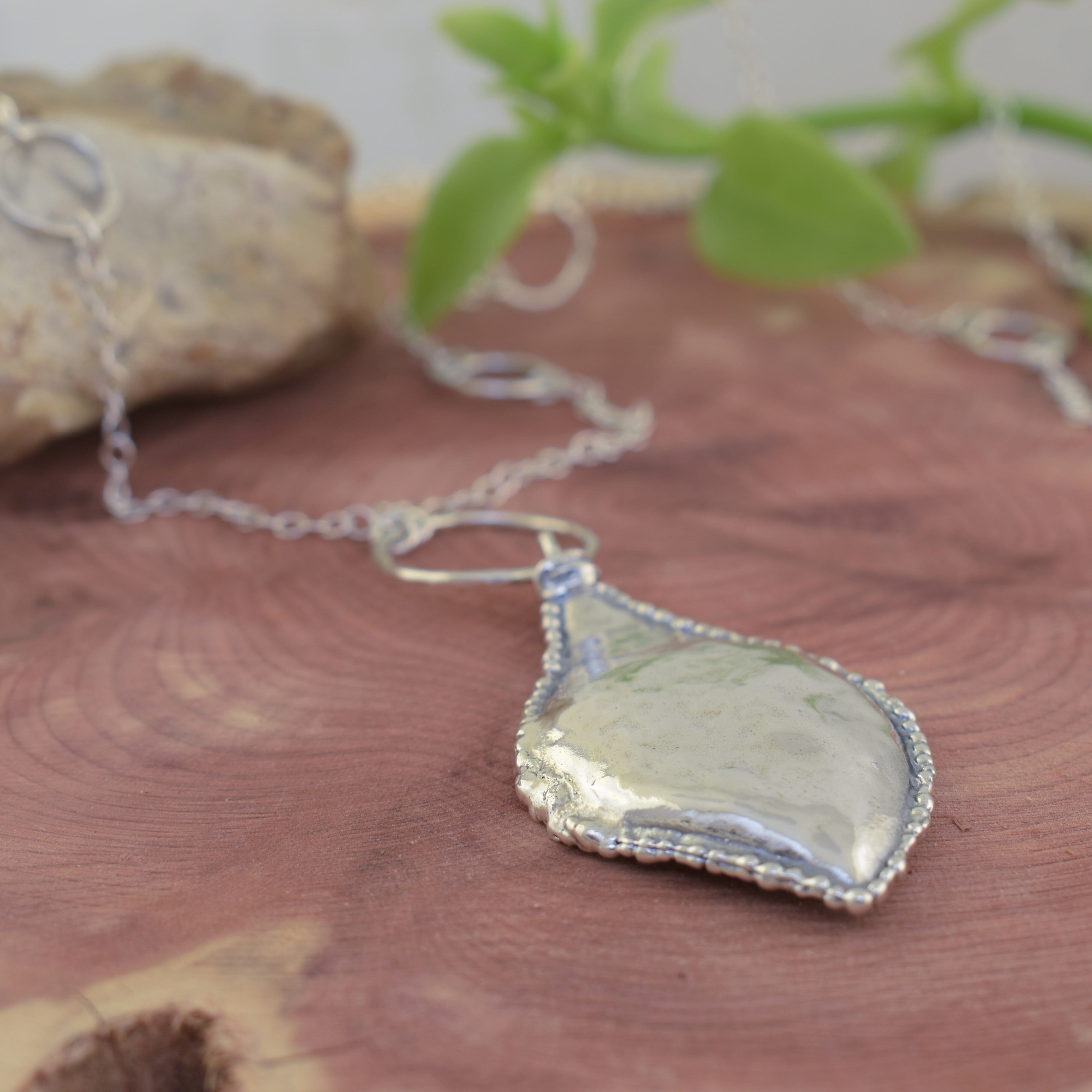 adjustable 28-30" silver layering necklace - Falling Leaf