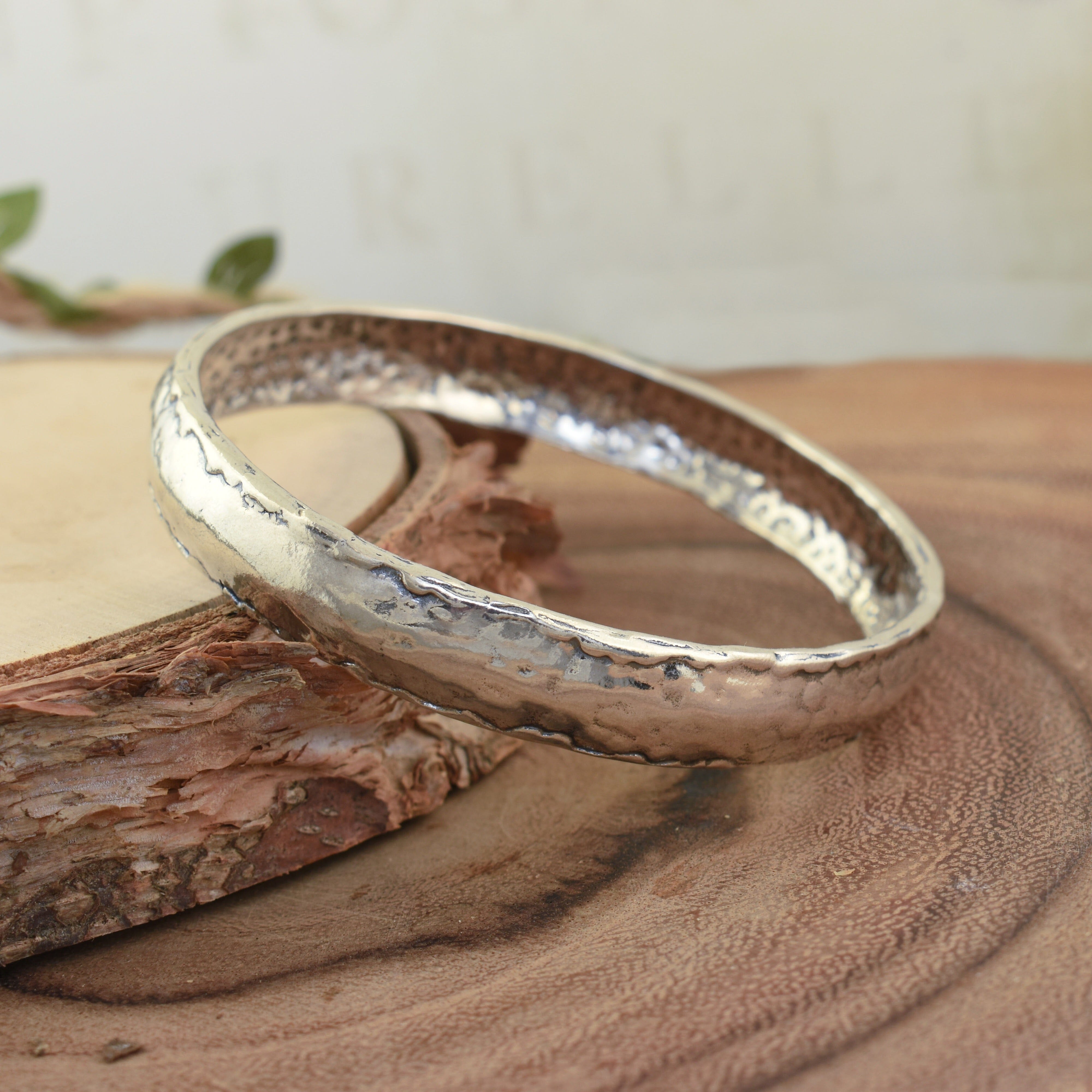 Hammered sterling silver bangle