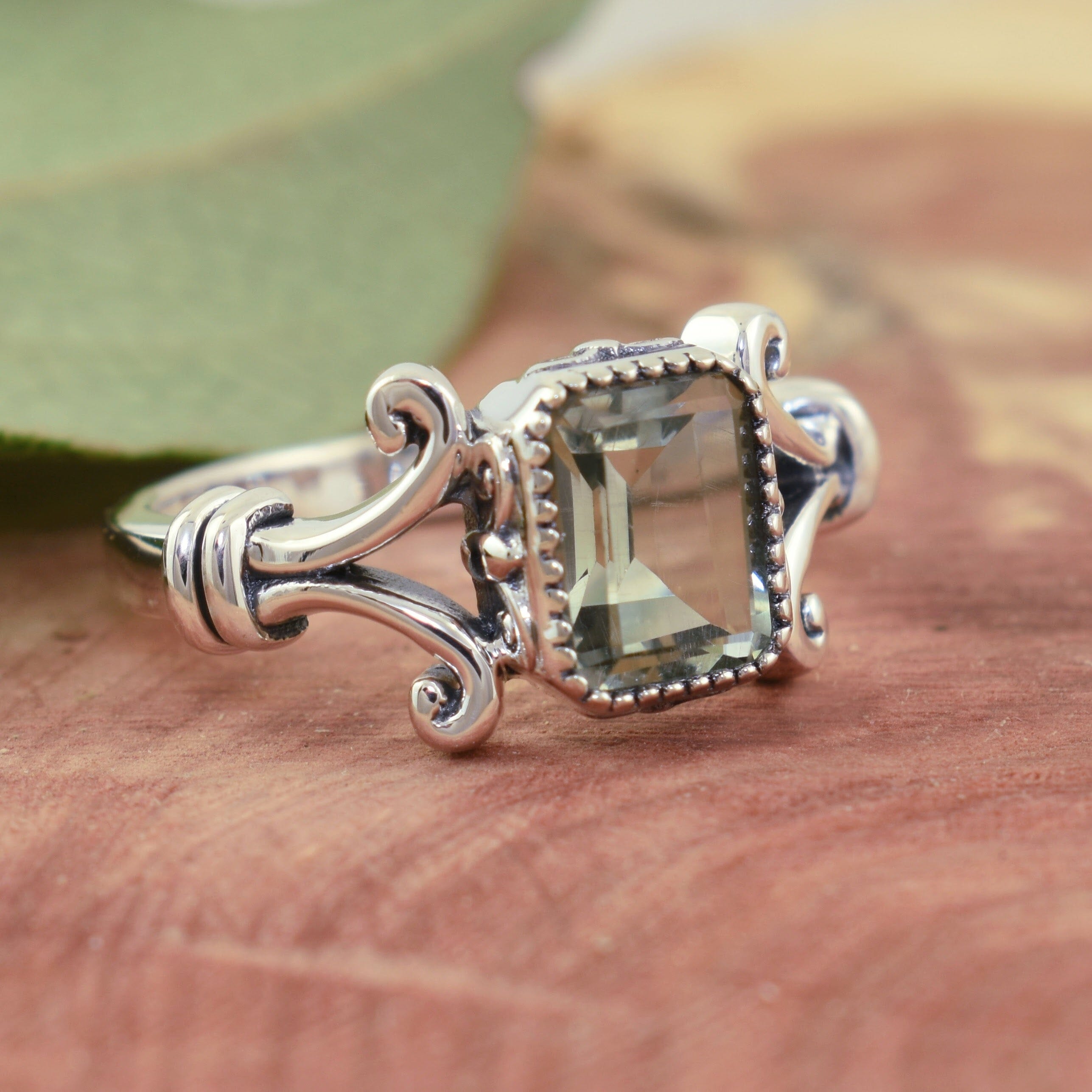 soft green amethyst ring - Laurel Mist