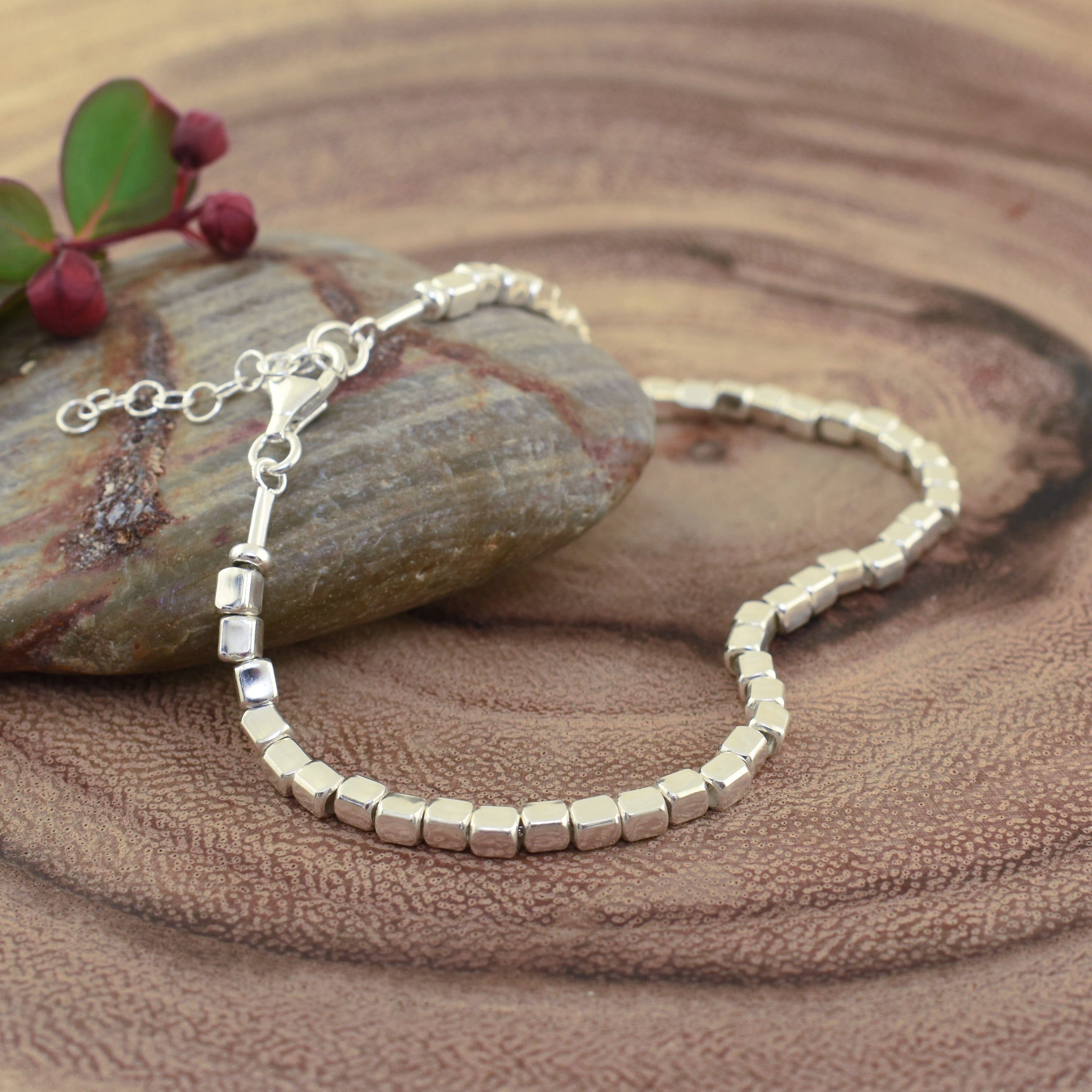 Handcrafted .925 sterling silver beaded bracelet