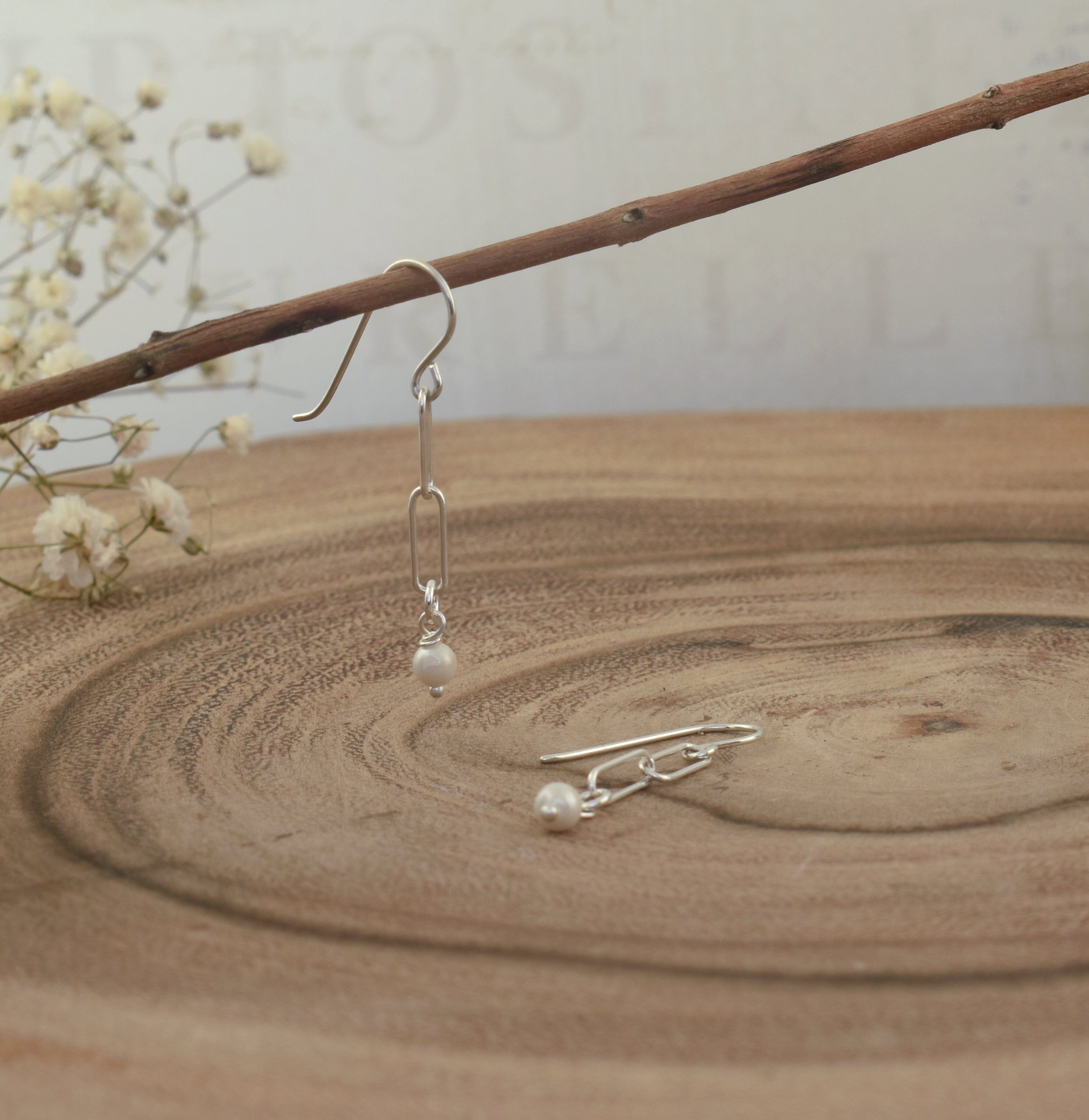 Sterling silver and pearl earrings on French hooks