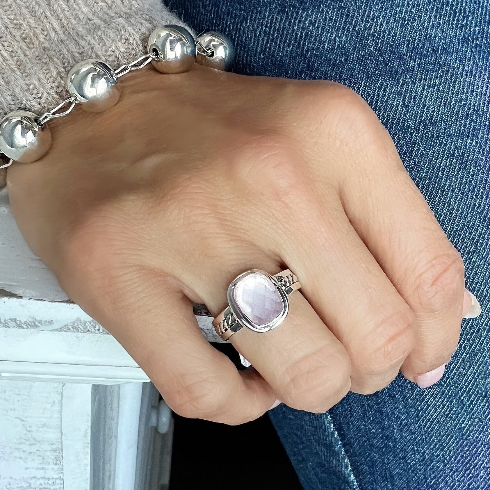 fantasy cushion cut rose quartz ring - Mak'n me Blush