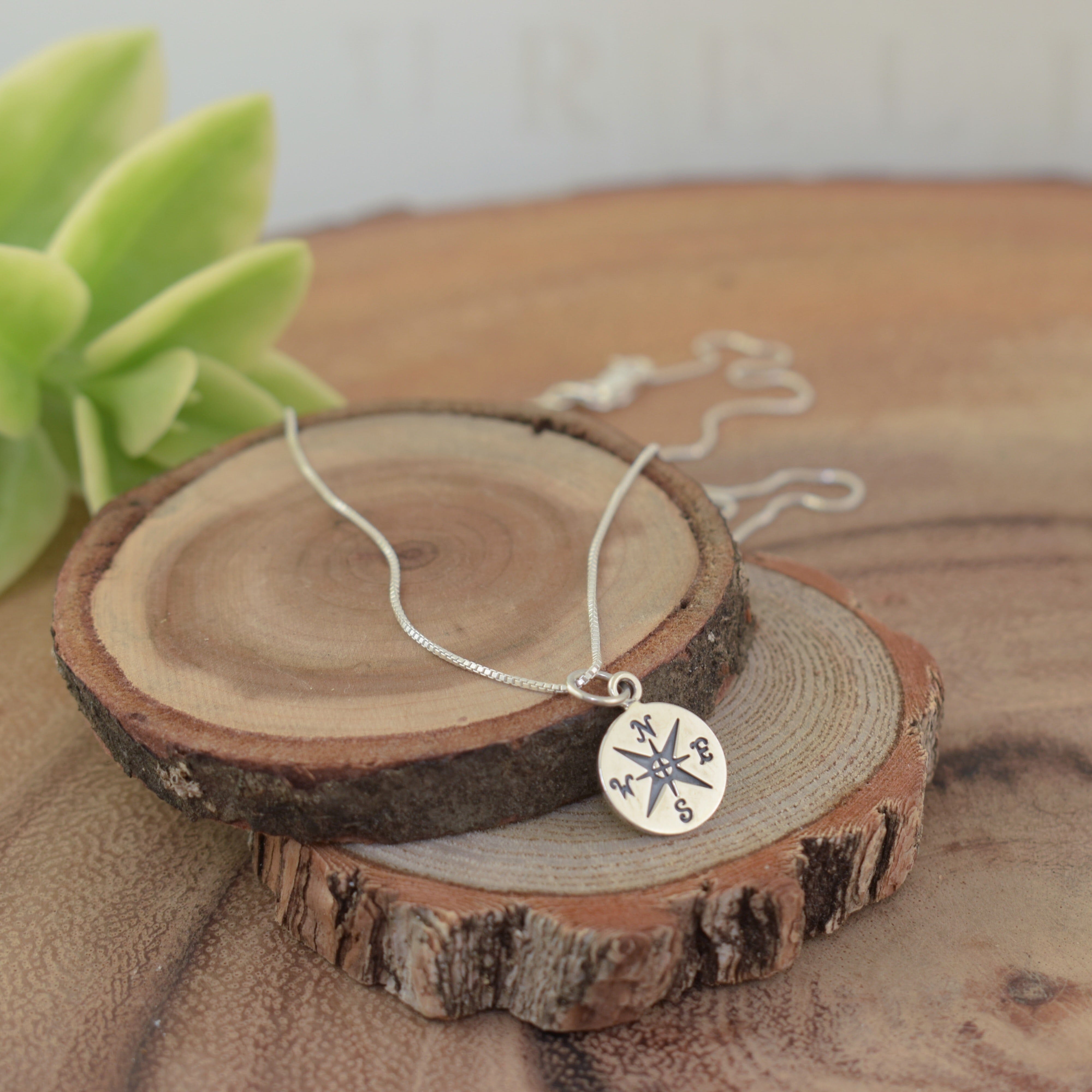 .925 sterling silver compass necklace