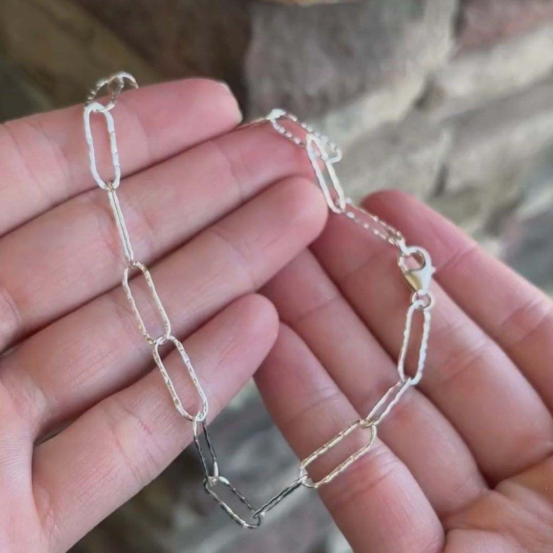 Hammered Paperclip Anklet