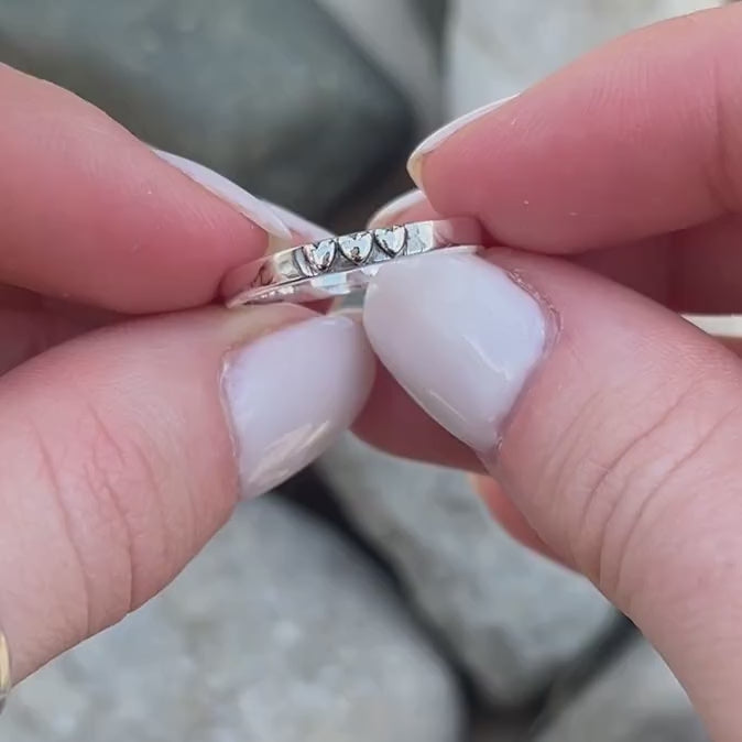 Sterling silver heart stack ring