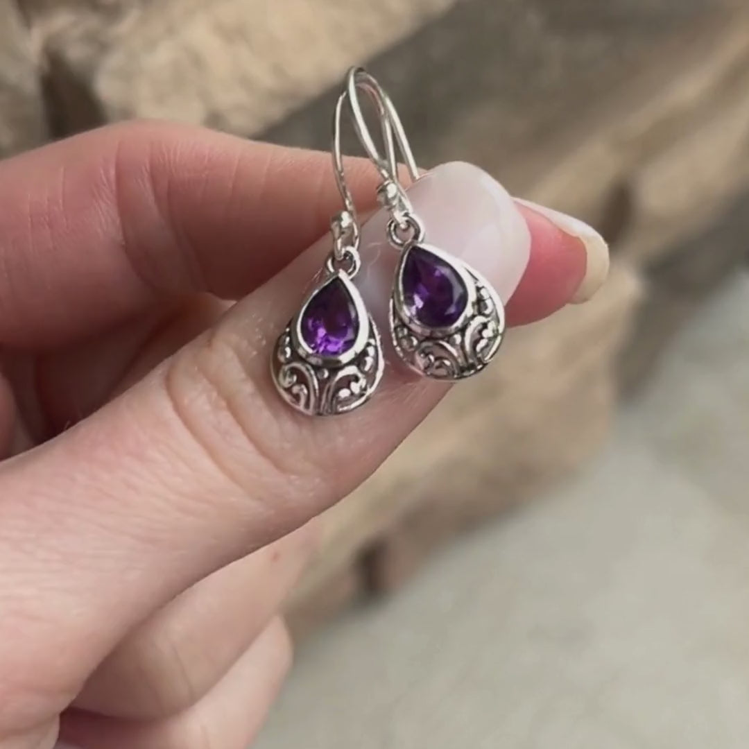 Plum Drop Earrings