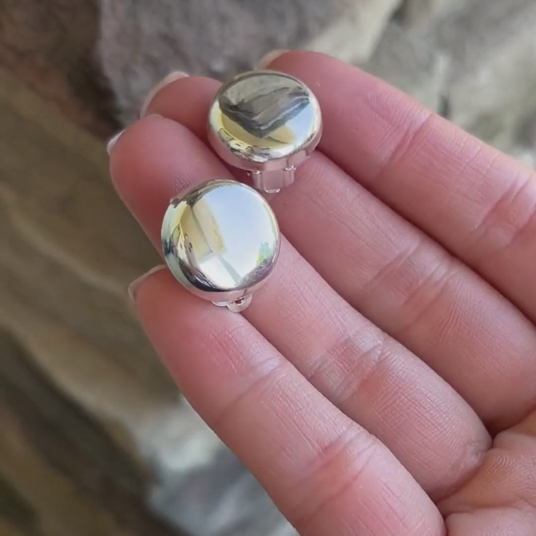 Polished Button - Clip On Earrings