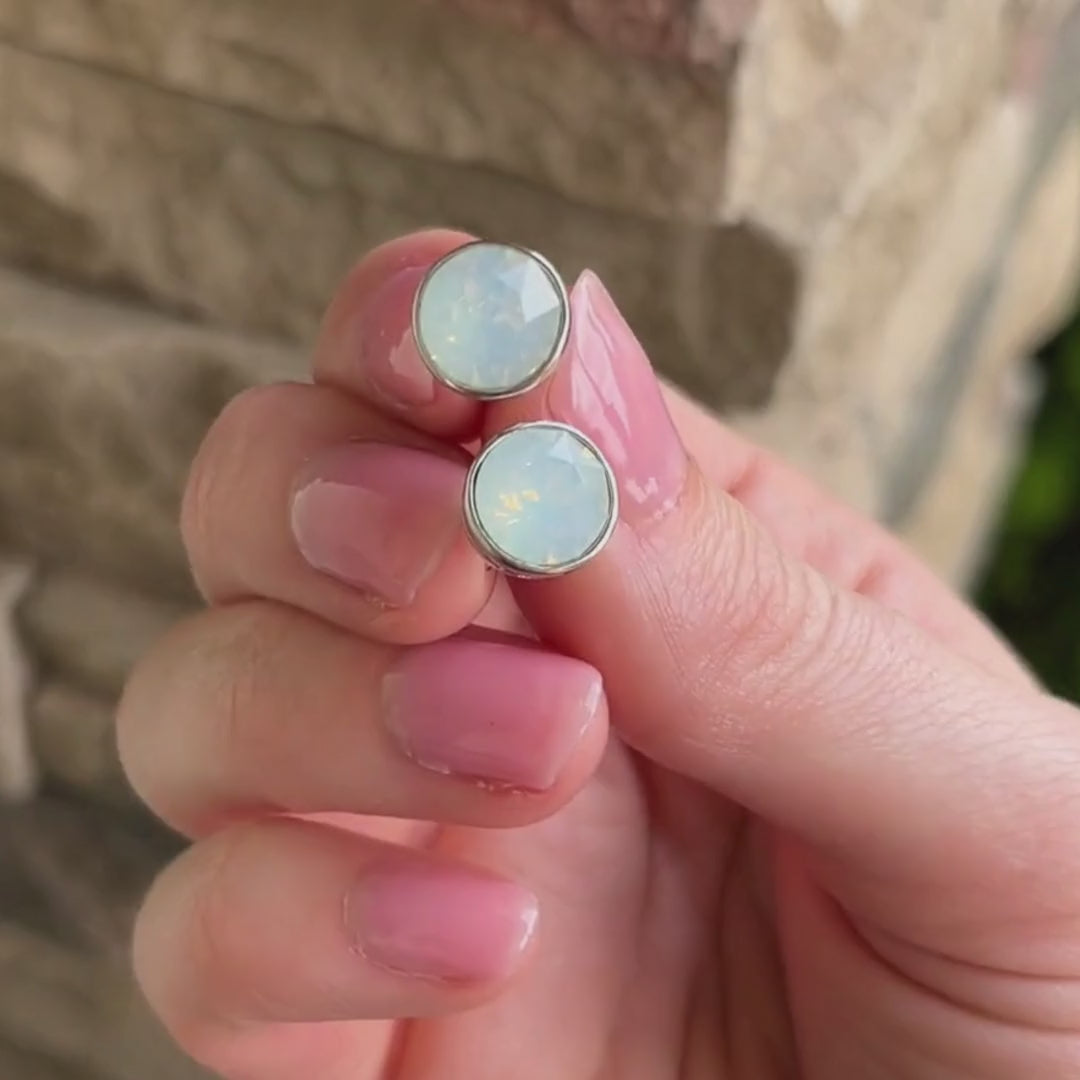 White Opal Earrings