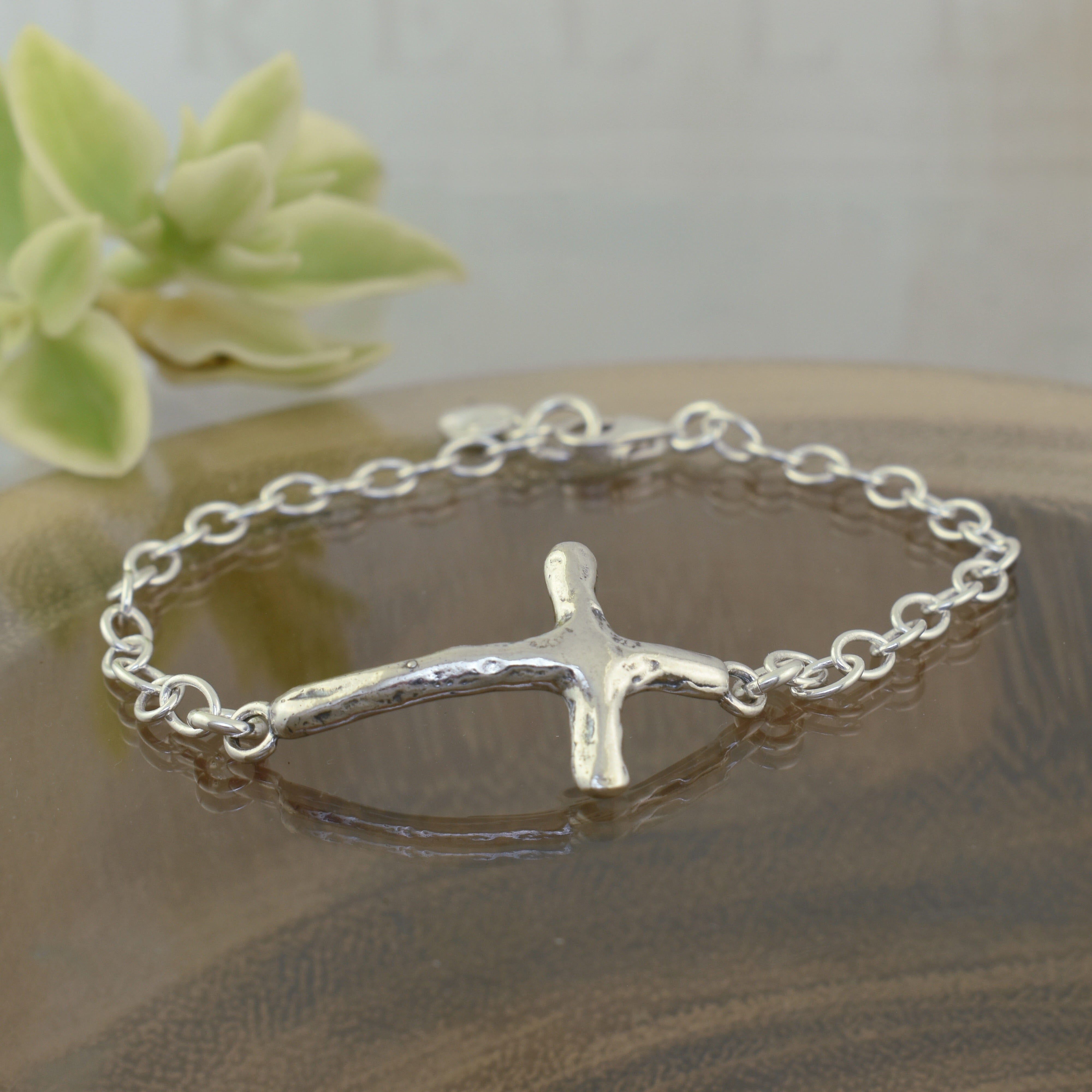 .925 sterling silver cross bracelet