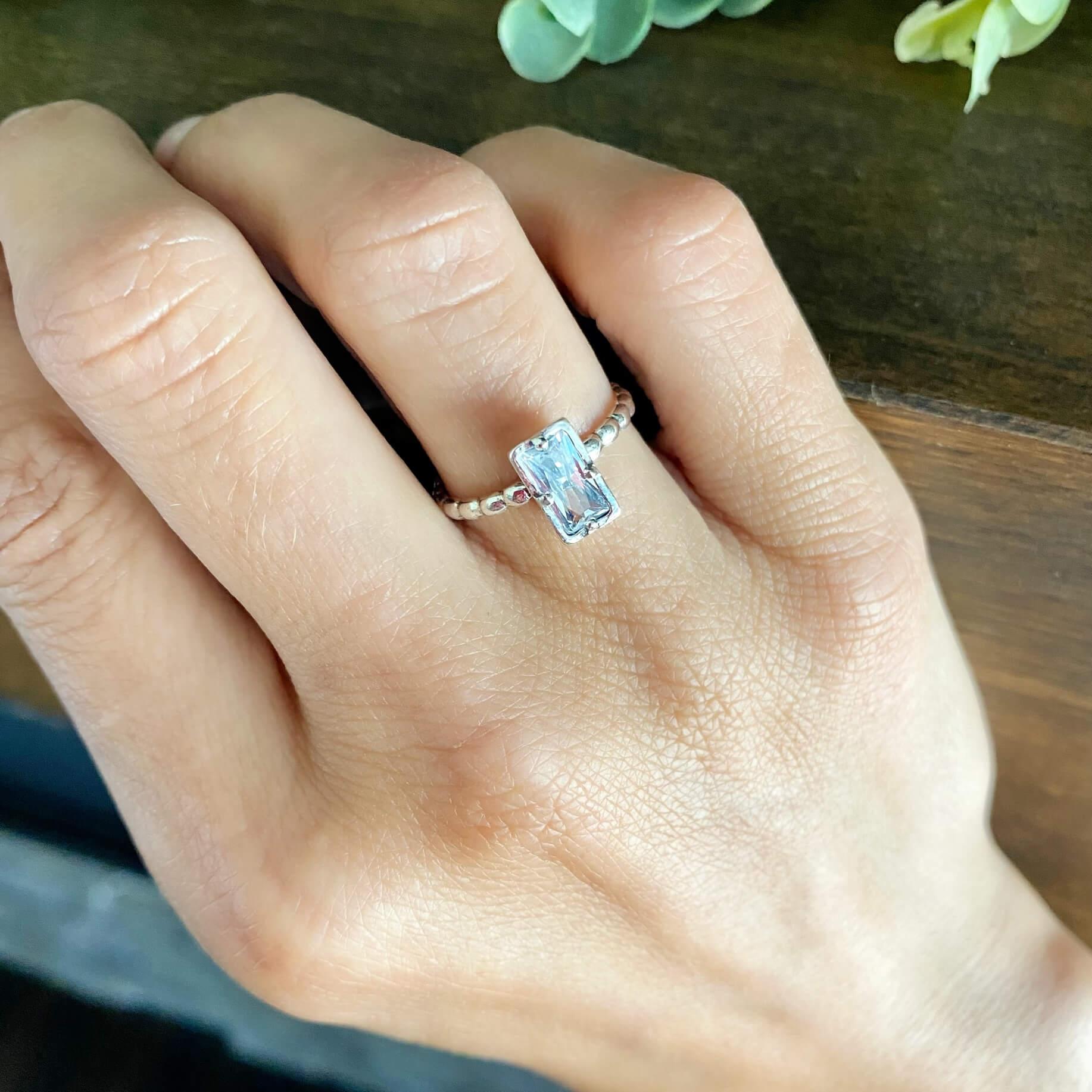 Emerald Cut bling sterling silver ring