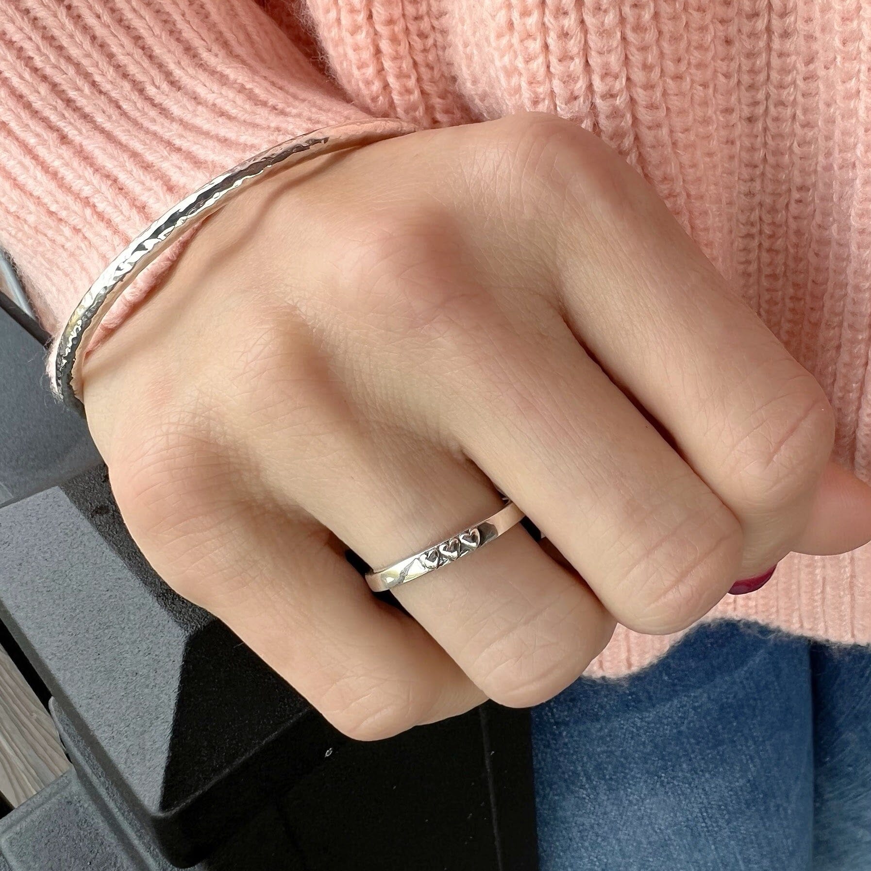 Love Story stack ring - three hearts