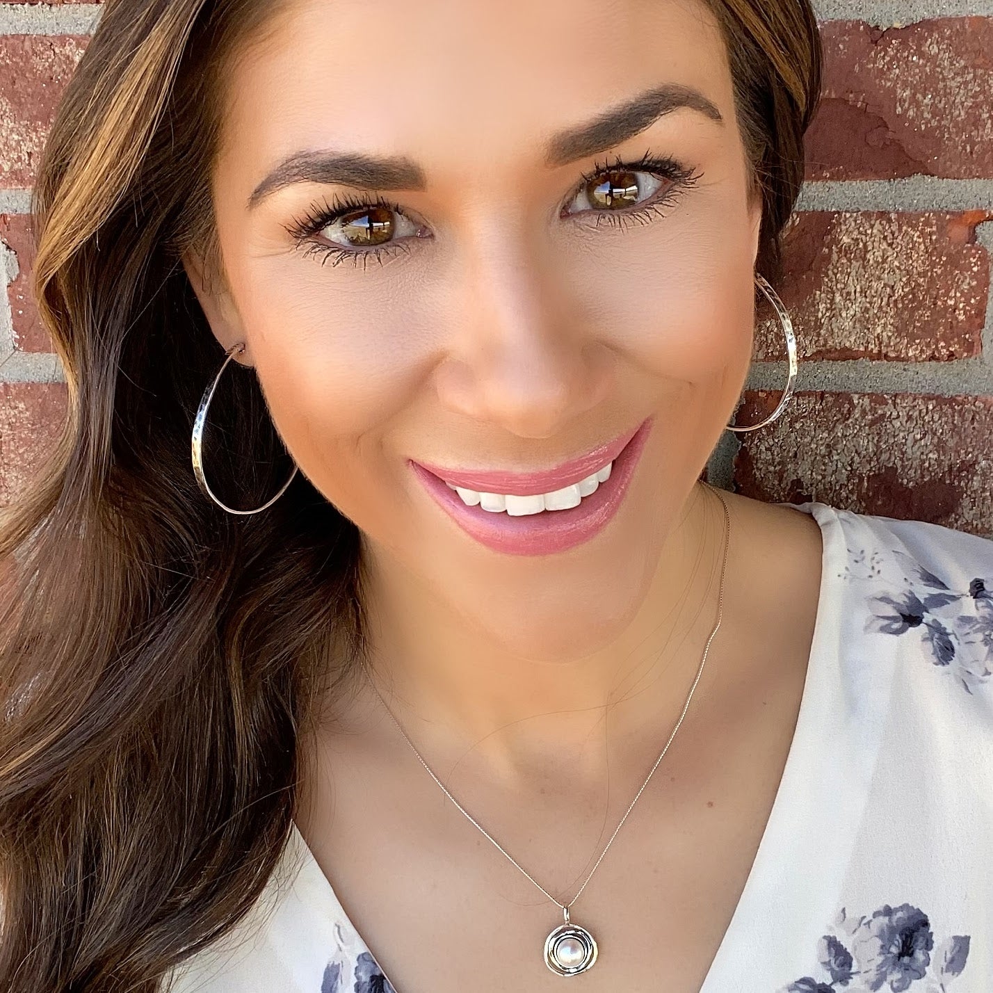 sterling silver hammered Show Off Earrings paired with Ella Necklace