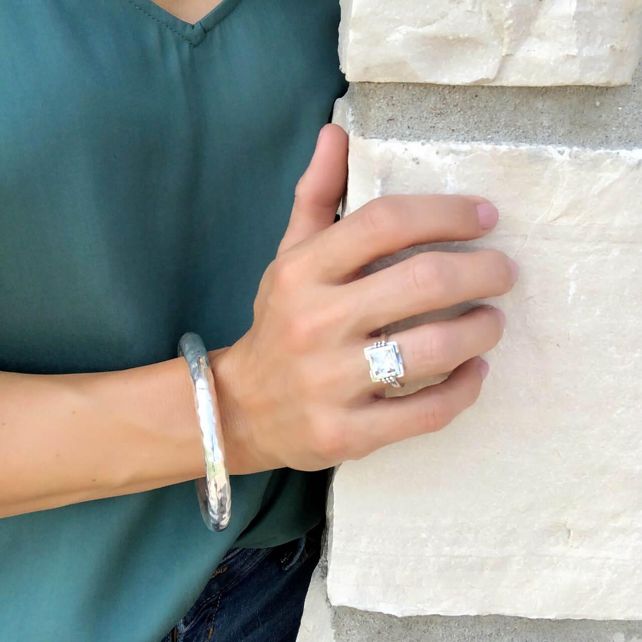 Galleria Ring with Hammered Bliss Bangle in sterling silver