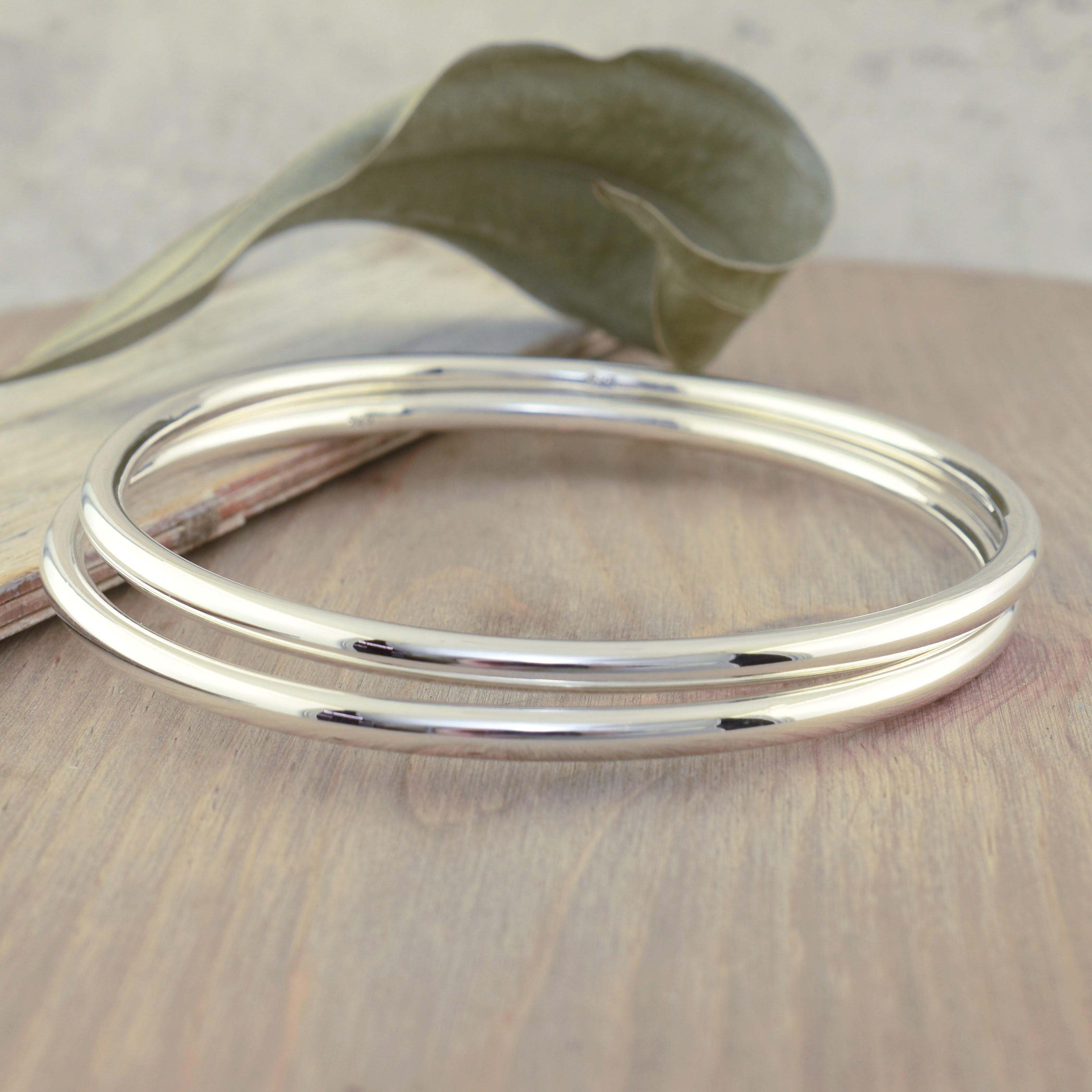 stackable bangle bracelets with high polish finish