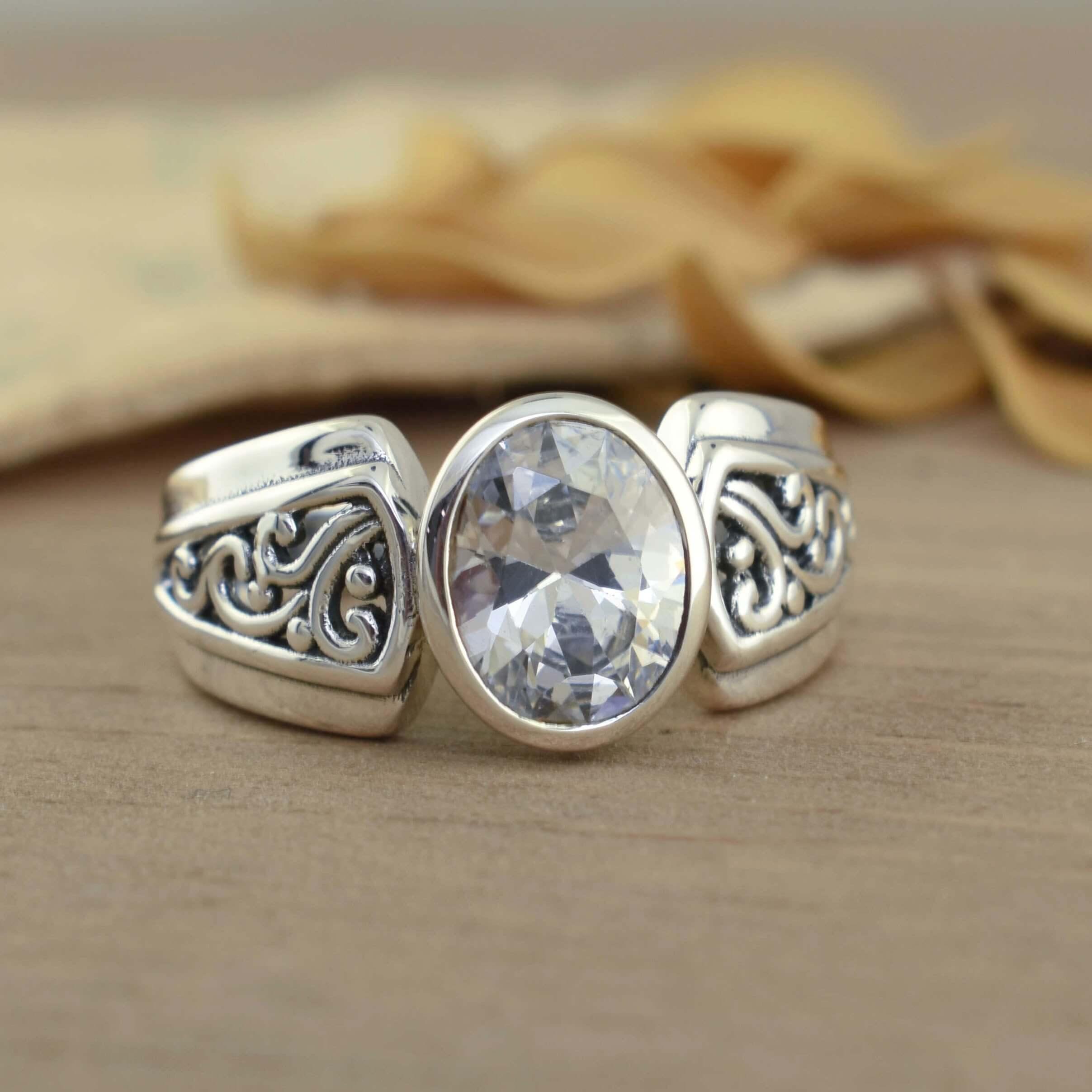 Radiant Filigree Ring in .925 sterling silver