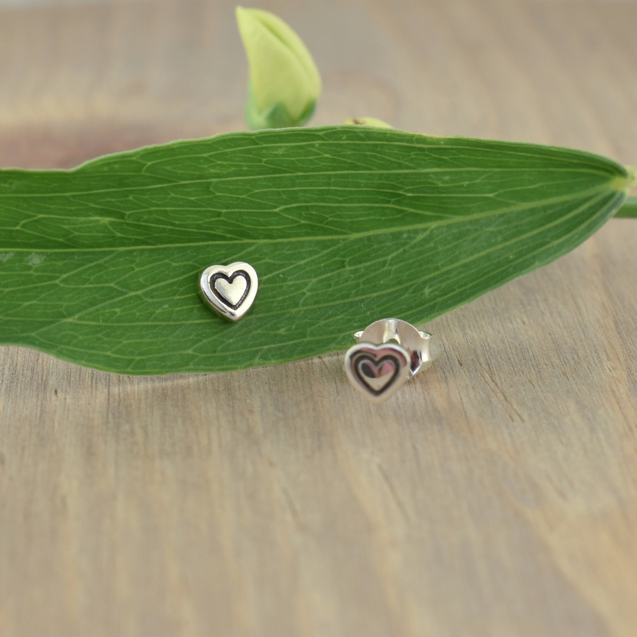 sterling silver little girls heart post earrings